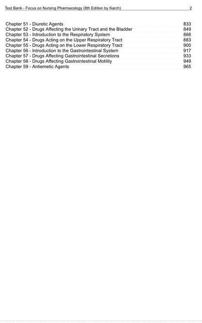 Test Bank Focus on Nursing Pharmacology 8th Edition by Karch