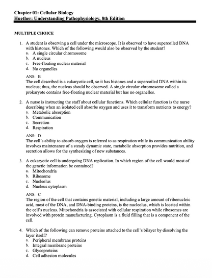 Test Bank Understanding Pathophysiology 8th by Huether and Kathryn McCance