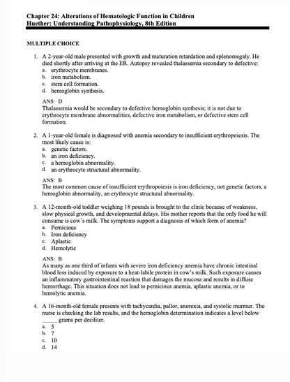 Test Bank Understanding Pathophysiology 8th by Huether and Kathryn McCance