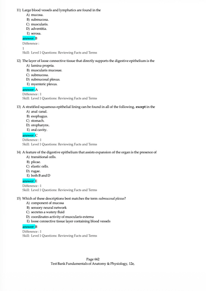Test Bank Fundamentals of Anatomy and Physiology 12th Edition by Martini